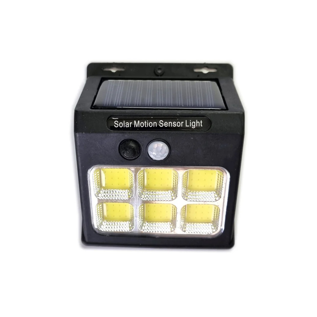 картинка Светодиодная лампа наружная 6COB с детект. движениея и солнечной панелью от магазина "мир Электроники"