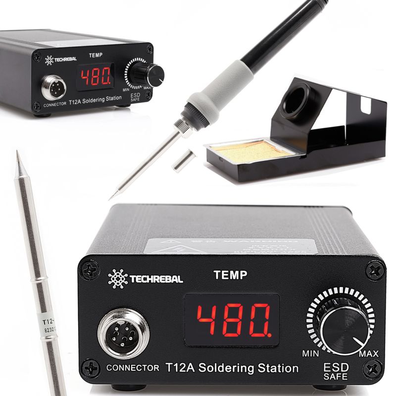 картинка Паяльная станция TECHREBAL T12A, 75 Вт, жало T12 5 шт. от магазина "мир Электроники"
