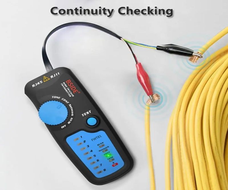 картинка Сетевой профессиональный тестер BSIDE FWT81, RJ45, RJ11, LAN + батарейки от магазина "мир Электроники"