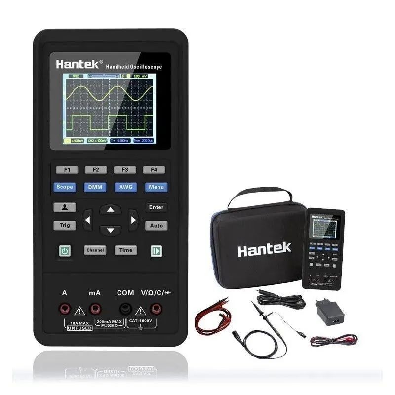 картинка Цифровой осциллограф Hantek 2D42 2-канальный 40 МГц, генератор + мультиметр портативный, USB от магазина "мир Электроники"
