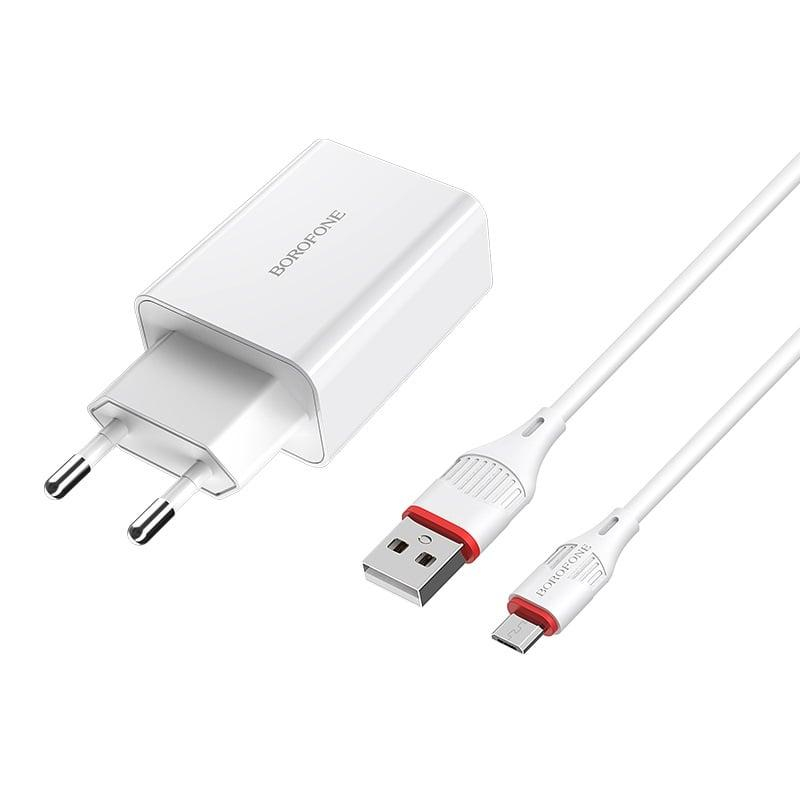 картинка Зарядное устройство BOROFONE BA21A, USB, QC 3,0, 18 Вт, Type-C 1 м от магазина "мир Электроники"