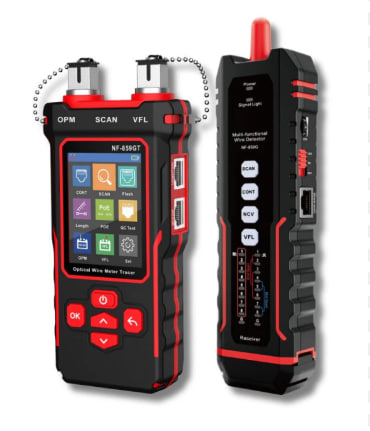 картинка Сетевой тестер NOYAFA NF-859GT, PoE, NCV, RJ45 LAN, VFL, STP/NTP, оптоволокно от магазина "мир Электроники"