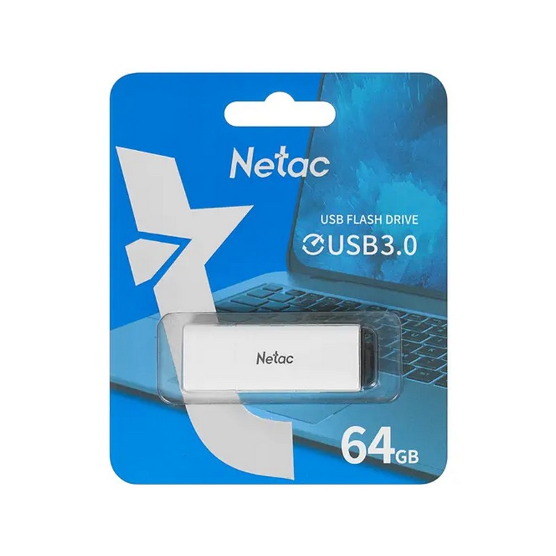 картинка Флешка Netac NT03U185N-64G-30WH, 64GB, USB3.0 белый с подсветкой от магазина "мир Электроники"