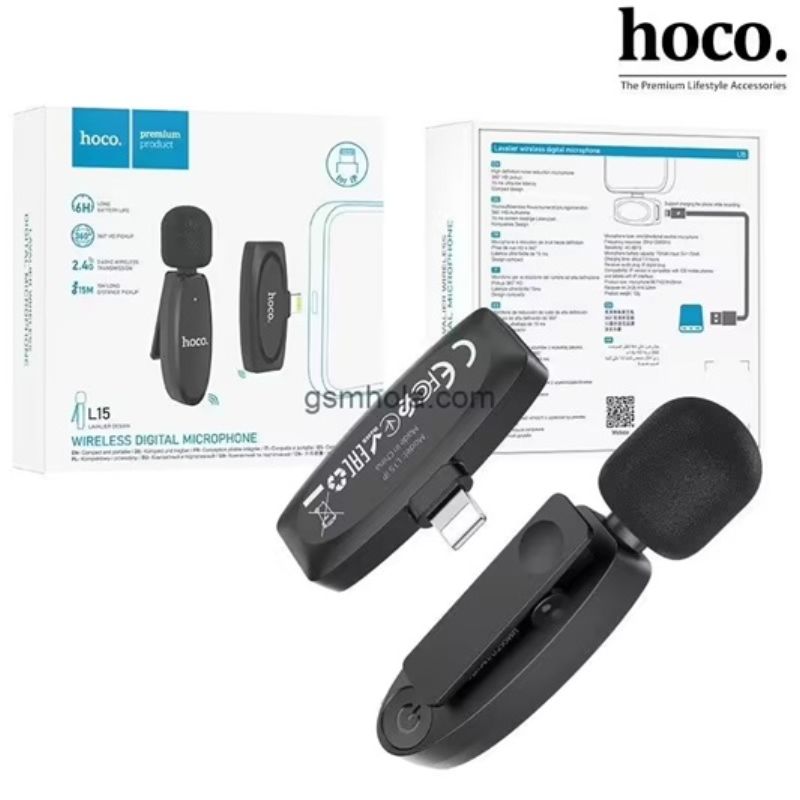 картинка Микрофон петличка беспроводной HOCO L15 для IpHone, до 6 ч от магазина "мир Электроники"