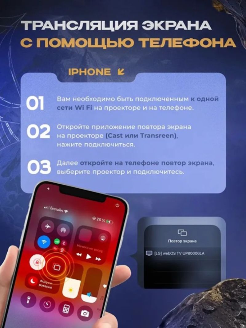 картинка Проектор LED мини HY300 круглый белый от магазина "мир Электроники"