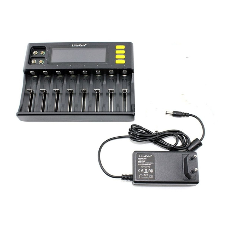 картинка Зарядное устройство LiitoKala Lii-S8 Li-Ion/NiMH 8 слотов + автозарядка от магазина "мир Электроники"