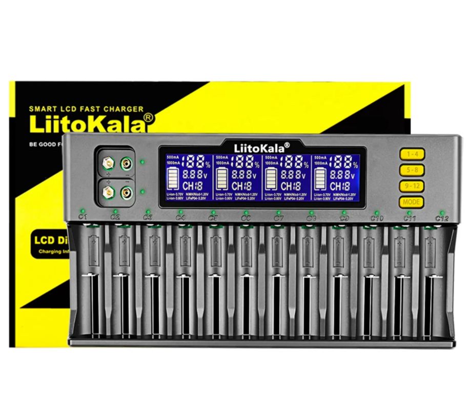 картинка Зарядное устройство LiitoKala Lii-S12 Li-Ion/NiMH 12 слотов от магазина "мир Электроники"