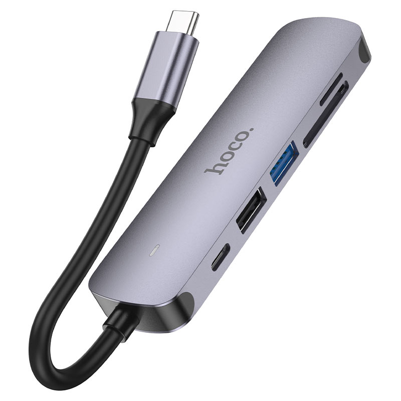 картинка USB Хаб hoco hb28 HDTV + PD + USB3.0 + USB2.0 + SD + TF от магазина "мир Электроники"