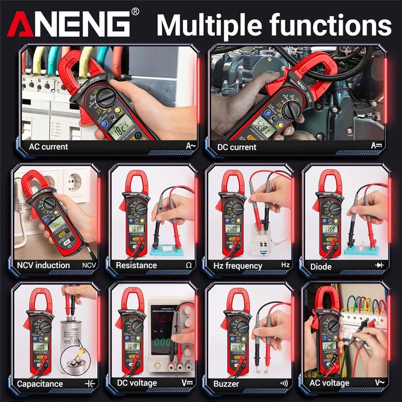 картинка Токовые клещи ANENG PN106 4000 до 600 А (AC, DC) мультиметр от магазина "мир Электроники"