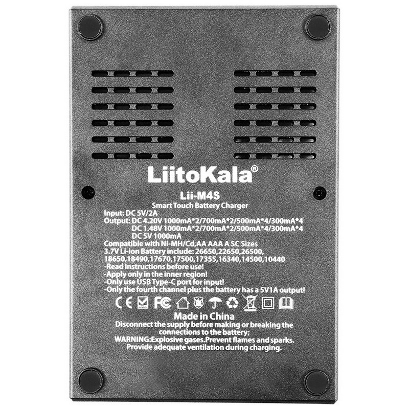 картинка Зарядное устройство LiitoKala Lii-M4S, 4 слота, Li-ion/Ni-HM от магазина "мир Электроники"