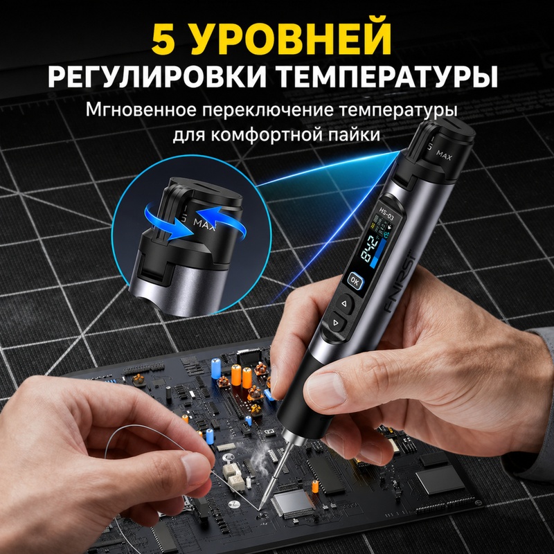 картинка Аккумуляторный паяльник FNIRSI HS-03 от магазина "мир Электроники"