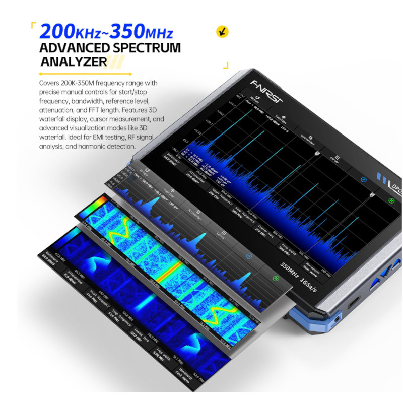 картинка Осциллограф FNIRSI DPOS350P, двухканальный, 350 Мгц от магазина "мир Электроники"