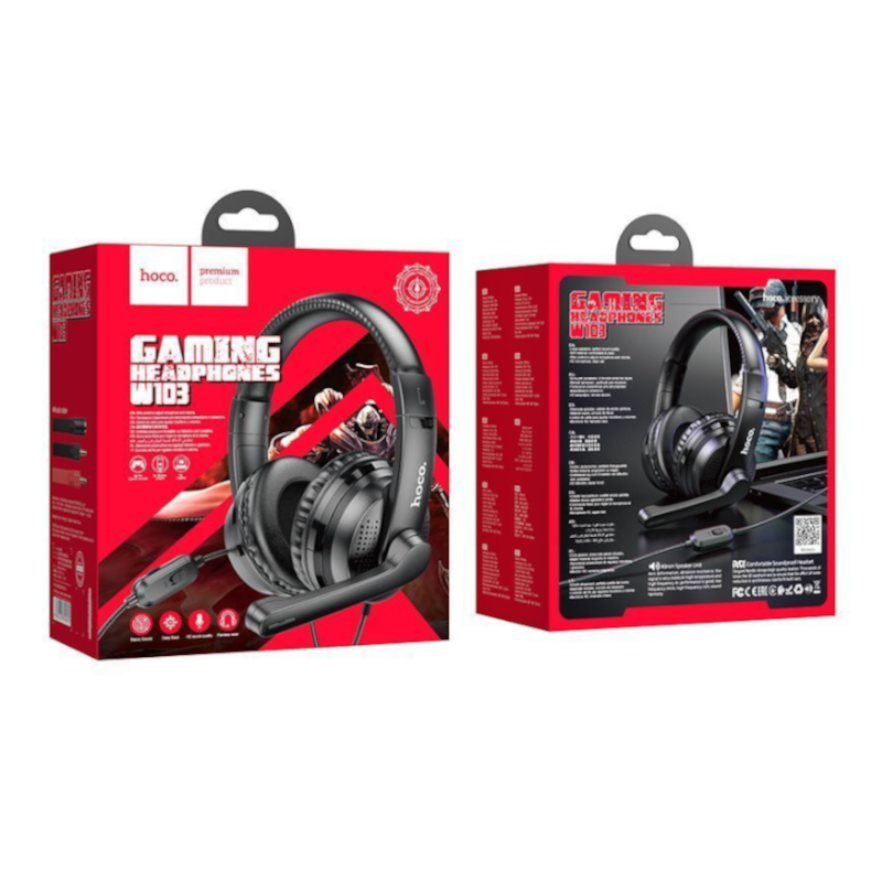 картинка Наушники проводные HOCO W103 игровые, (большие) 1.2 м от магазина "мир Электроники"