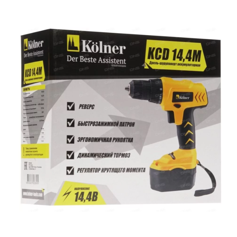 картинка Дрель-шуруповерт Kolner KCD 14.4М, с NI-Cd аккумулятором от магазина "мир Электроники"