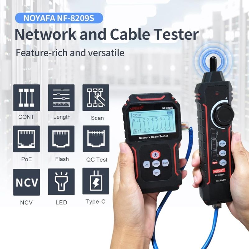 картинка Сетевой тестер NF-8209S ЖК, PoE, NCV, STP, UTP RJ45, RJ11, LAN до 500 м от магазина "мир Электроники"