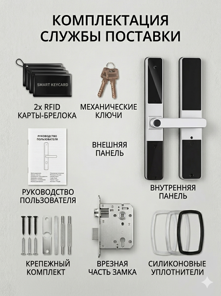 картинка Замок дверной Tuya S022, WIFI, видеоглазок, IP68, 4585, серебро от магазина "мир Электроники"