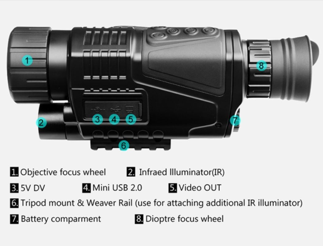 картинка Монокуляр ночного видения цифровой NV-400 5x40, с ИК-подсветкой от магазина "мир Электроники"