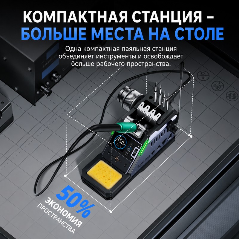 картинка Паяльная станция Fnirsi DWS-P2-F245 Set, 100W, 6 жал F245, аккумулятор, нагрев 3 с от магазина "мир Электроники"