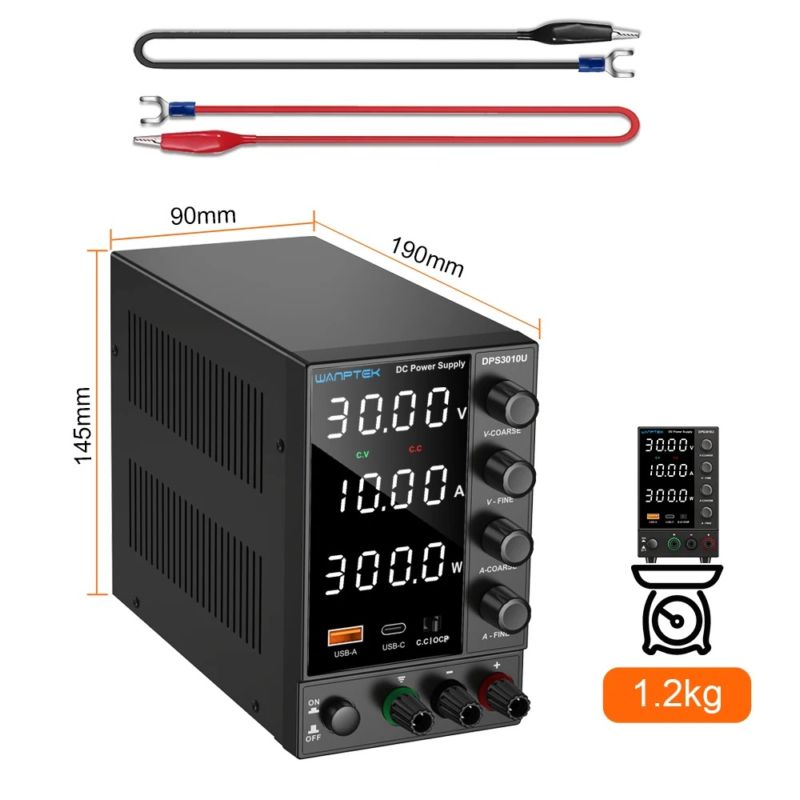 картинка Блок питания лабораторный DPS3010U 0-30В/10А, 4-х разрядный, черный от магазина "мир Электроники"