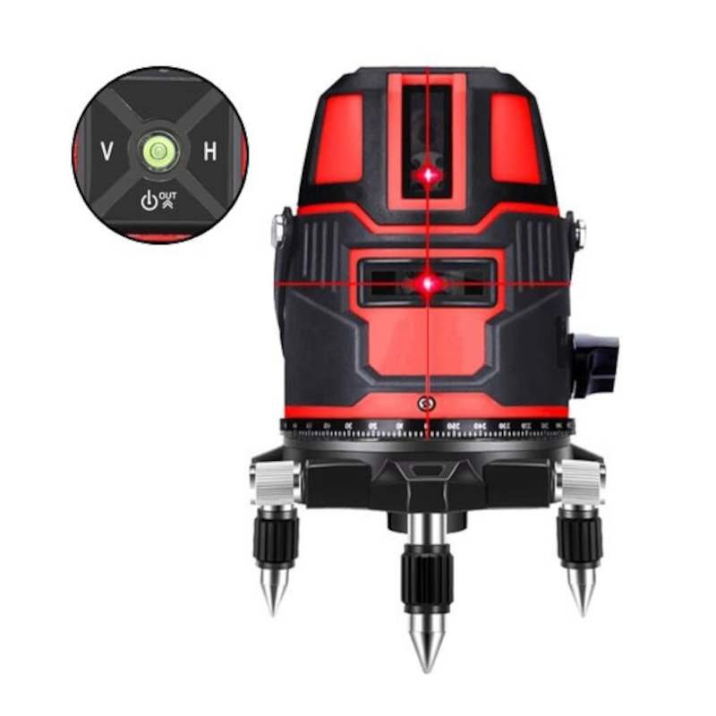 картинка Лазерный уровень 5 линий 6 точек красный, сумка от магазина "мир Электроники"