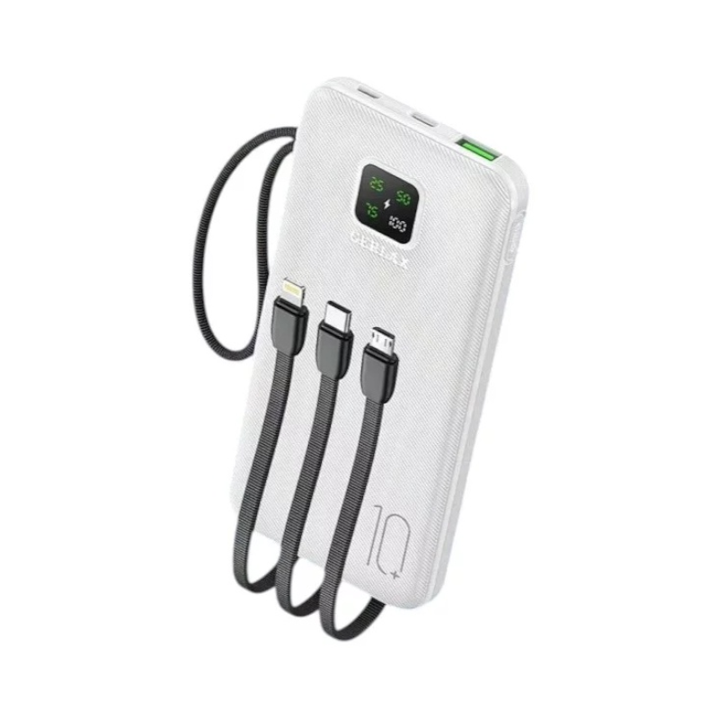 картинка POWER BANK GERLAX GP-123 10000 мАч, 4 вызода, шнуры от магазина "мир Электроники"