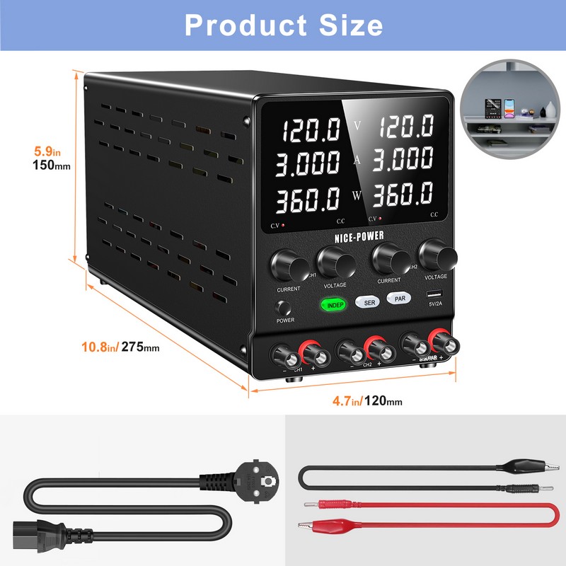 картинка Блок питания двухканальный NICE SPS1203 2KD, 120В/3А 2 канала от магазина "мир Электроники"