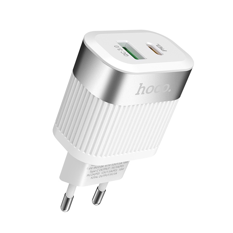 картинка Зарядное устройство HOCO C58A, PD+QC 3.0, USB-C, USB, 20 Вт от магазина "мир Электроники"