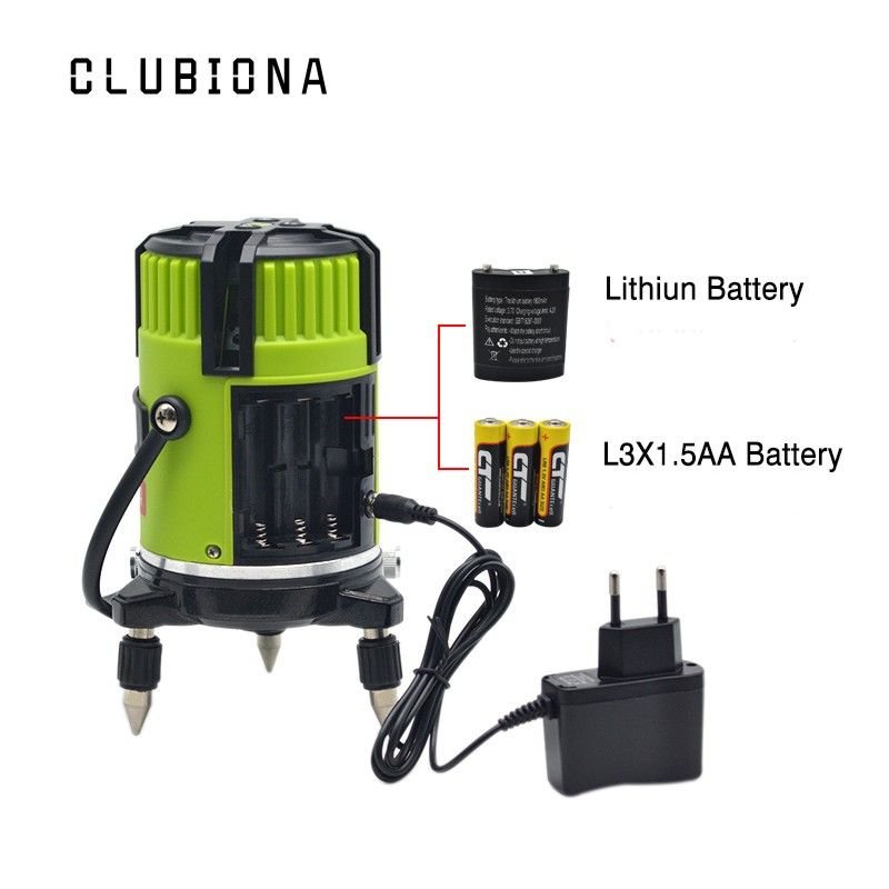 картинка Самовыравнивающийся лазерный уровень, нивелир CLUBIONA 05GC 5-линий, 6-точек, зеленый лазер, профессиональный, сумка от магазина "мир Электроники"