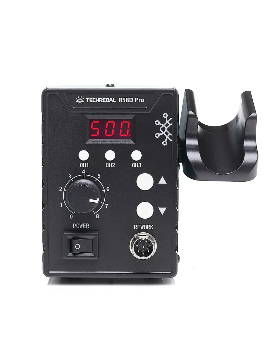 картинка Паяльный фен 858D Pro с запасными нагревателями от магазина "мир Электроники"