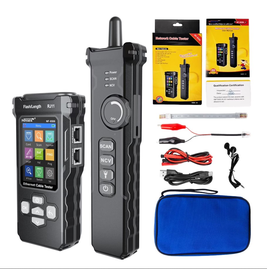 картинка Сетевой тестер NOYAFA NF-8506, PoE, NCV, RJ45/RJ11 LAN, PING, Ip-скан от магазина "мир Электроники"