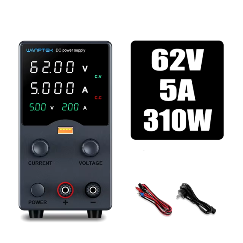 картинка Блок питания Wanptek W-GA605H 0-62В/5А LED В/А, USB В/А, черный от магазина "мир Электроники"