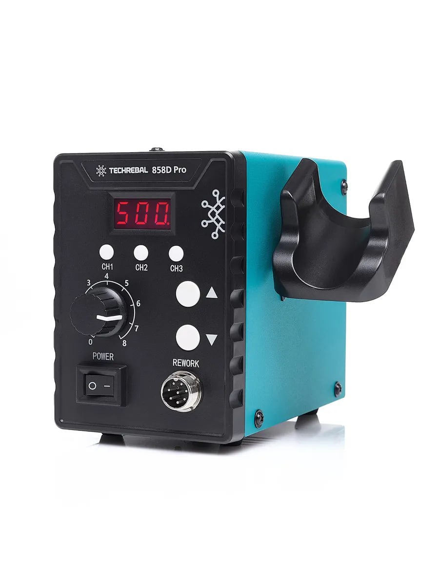 картинка Паяльный фен 858D Pro с запасными нагревателями от магазина "мир Электроники"