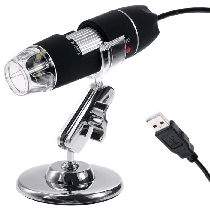 картинка Цифровой USB микроскоп камера с увеличением 500X/1000X/1600X с подсветкой от магазина "мир Электроники"