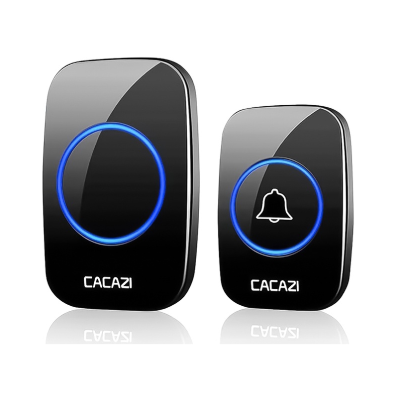 картинка Звонок беспроводной CACAZI A10, (AC) 300 м, 60 мелодий, черный от магазина "мир Электроники"