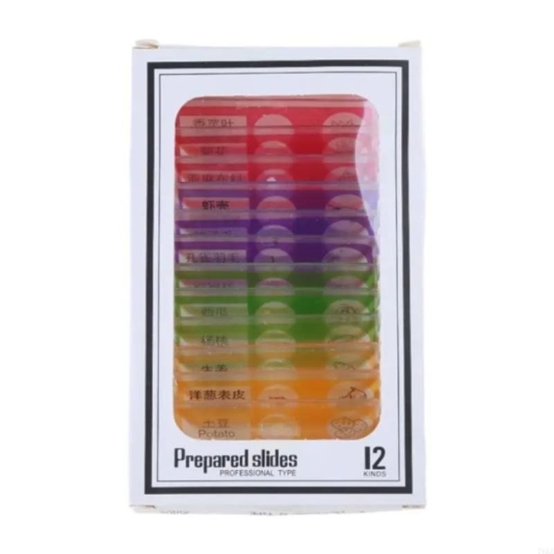 картинка 12 слайдов, пробников для школьного микроскопа, смешанный от магазина "мир Электроники"