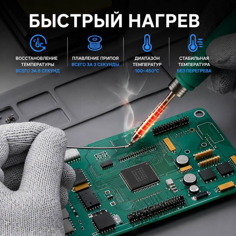 картинка Паяльная станция Fnirsi DWS-P2-F245 Set, 100W, 6 жал F245, аккумулятор, нагрев 3 с от магазина "мир Электроники"