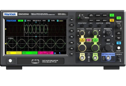 картинка Осциллограф Hantek DSO 2D50 до 500 мГц, 2 канала, генератор, сигналов 25 МГц от магазина "мир Электроники"