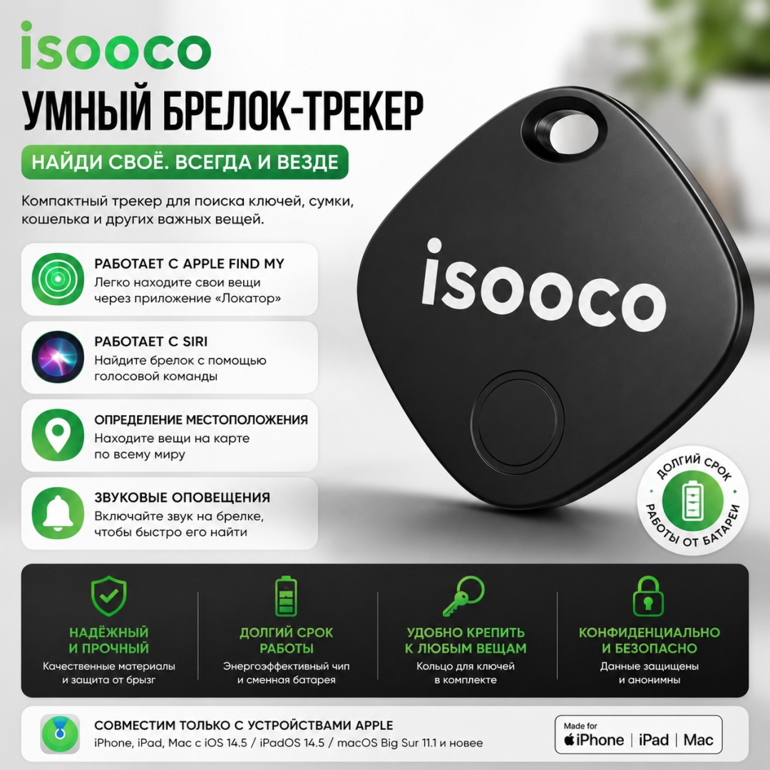 картинка Мини GPS-трекер локатор ISOOCO IS2401, BT SmartTag для Ios от магазина "мир Электроники"