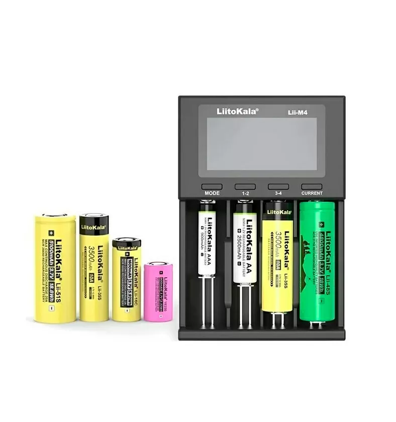 картинка Зарядное устройство LiitoKala Lii-M4(U1), 4 слота, Li-ion/Ni-HM + зарядка		 от магазина "мир Электроники"