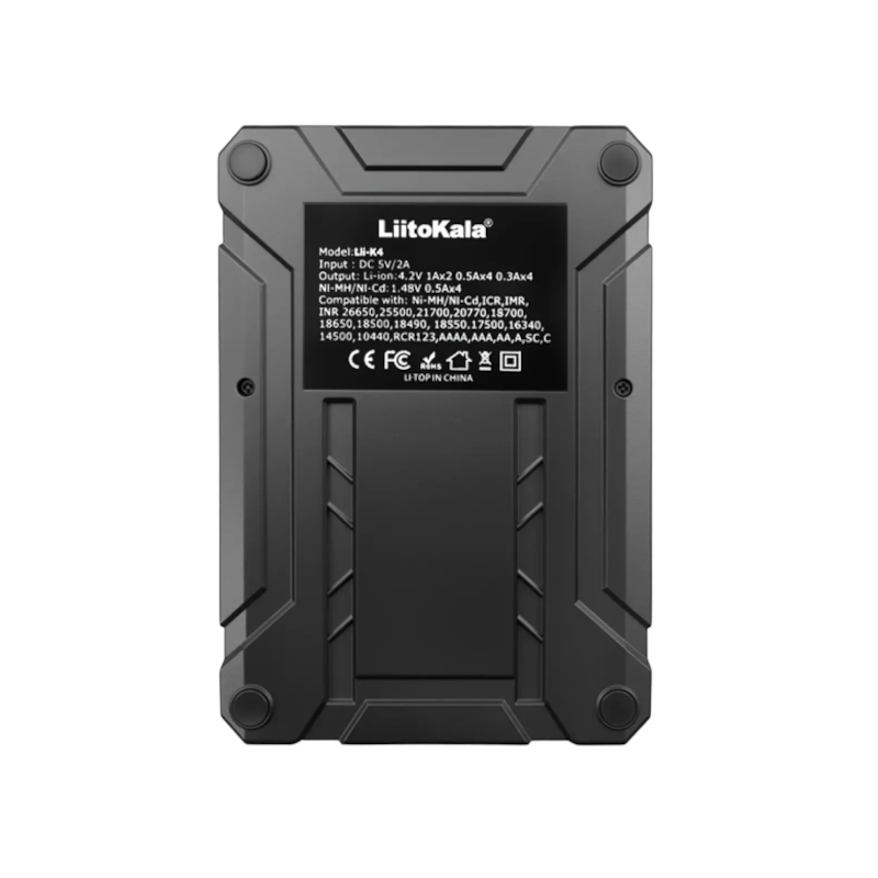картинка Зарядное устройство LiitoKala Lii-K4, 4 слота, Li-Ion/IMR/LiFePO4/NiMH/NiCd от магазина "мир Электроники"