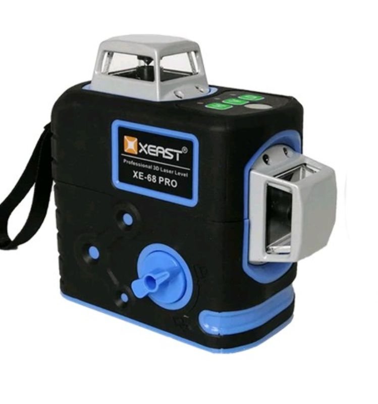 картинка Лазерный уровень XEAST XE-68G Pro 12 линий 3D 360 зеленый Set-3 аккумуляторы, кронштейн подъемный, сумка от магазина "мир Электроники"