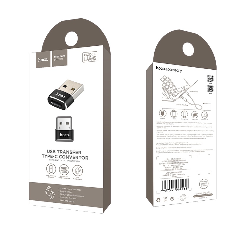 картинка Адаптер HOCO UA6, USB папа на Type-C от магазина "мир Электроники"
