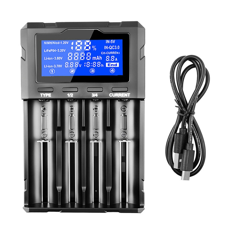 картинка Зарядное устройство LiitoKala Lii-KU4, 4 слота, Li-Ion/IMR/LiFePO4/NiMH/NiCd до 3А от магазина "мир Электроники"