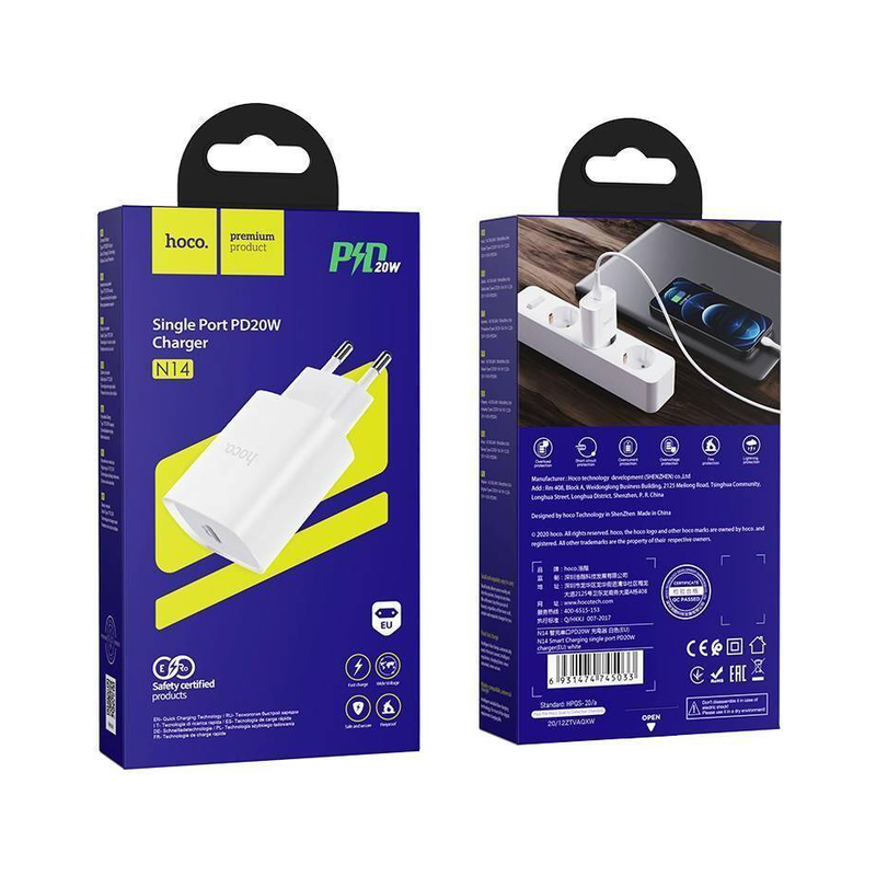 картинка Зарядное устройство HOCO N14, PD 20 Вт, USB-C (голова) от магазина "мир Электроники"