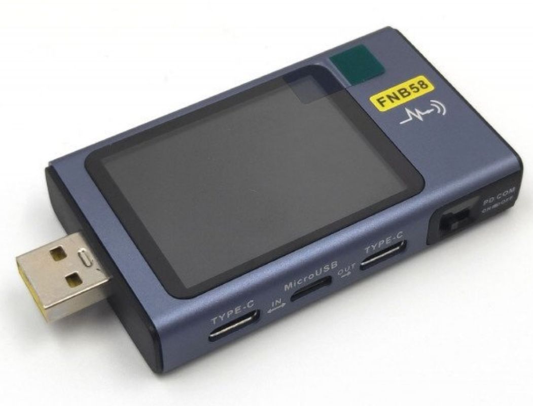 картинка USB-тестер FNIRSI FNB58 Bluetooth диагностический, синий от магазина "мир Электроники"