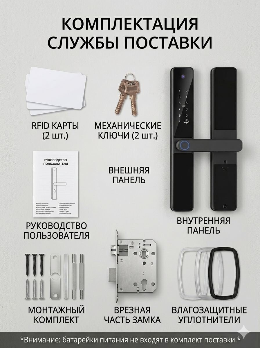 картинка Замок дверной Tuya S022, WIFI, видеоглазок, IP68, 4585, черный от магазина "мир Электроники"