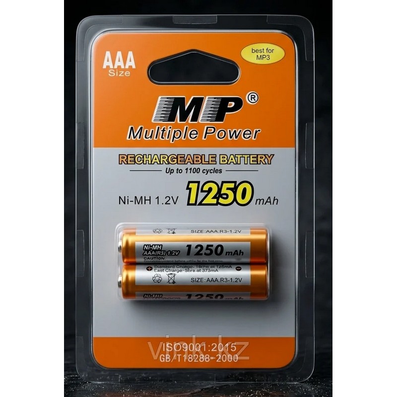 картинка Аккумуляторы MP Multiple Power 1250 мАч, AAA Ni-MH 1.2В, 2 шт. блистер от магазина "мир Электроники"