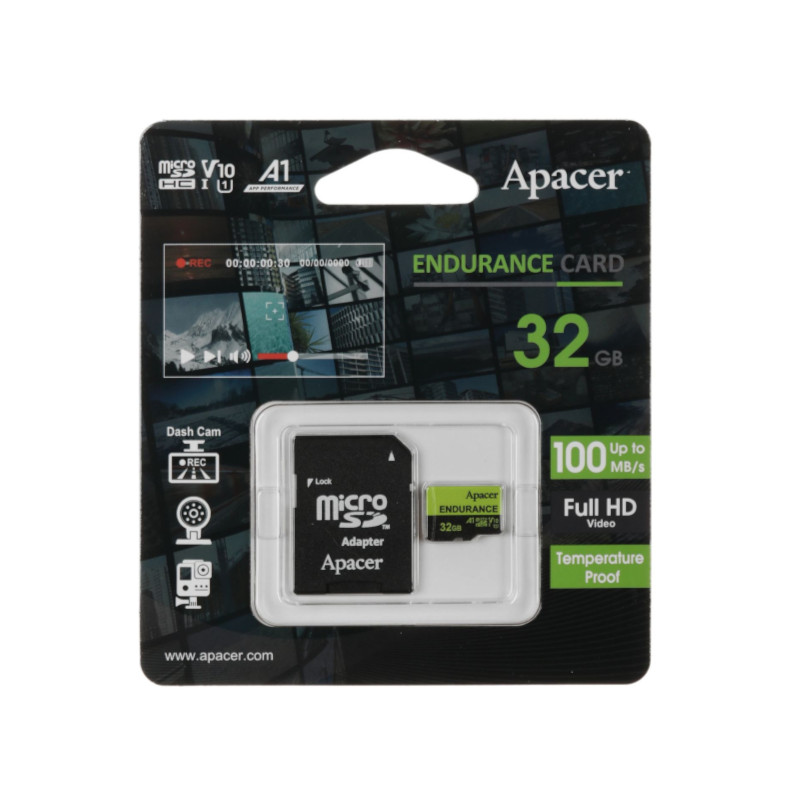 картинка SD карта памяти Apacer AP32GEDM0D05-R, 32GB + адаптер от магазина "мир Электроники"