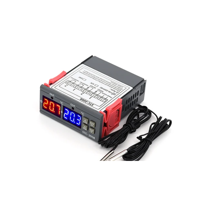 картинка Терморегулятор цифровой STC-3008 220В, 2 датчика, 2 дисплея от магазина "мир Электроники"