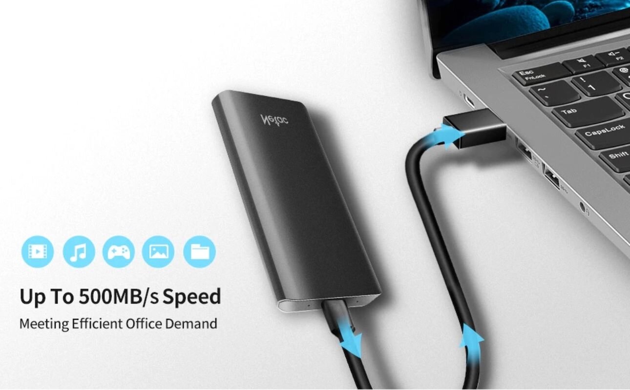 картинка Внешний твердотельный накопитель (жесткий диск) мини Netac Z8, 250 Гб, SSD, USB 3, Тип C от магазина "мир Электроники"